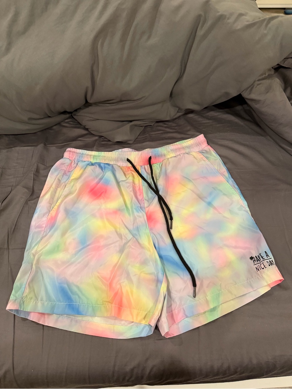Source Unknown Pastel Tie-Dye Swim Shorts with Black Drawstring